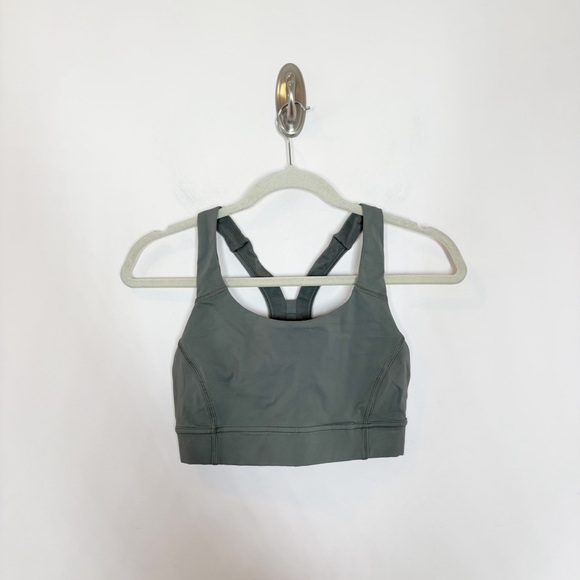 Lululemon Power Through Sports Bra Grey Sage Green Medium Support Size 6 - Picture 3 of 5
